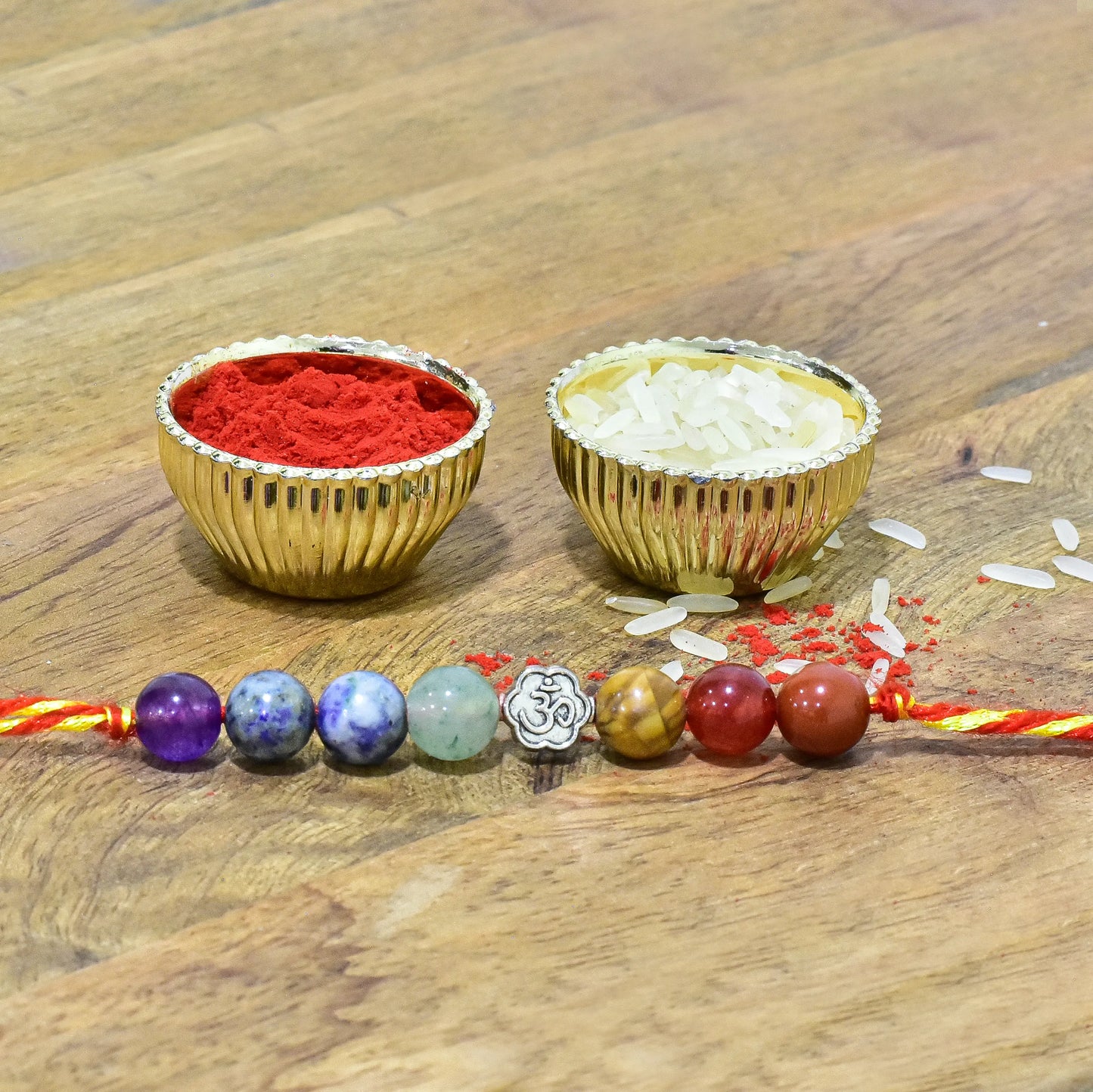 7 Chakra rakhi with Flower charm