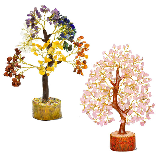 Seven Chakr & Rose Quartz Tree Combo