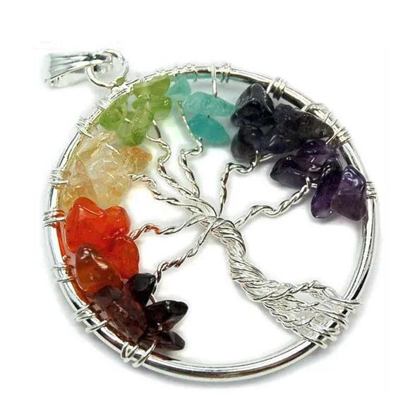 7 chakra tree pendent