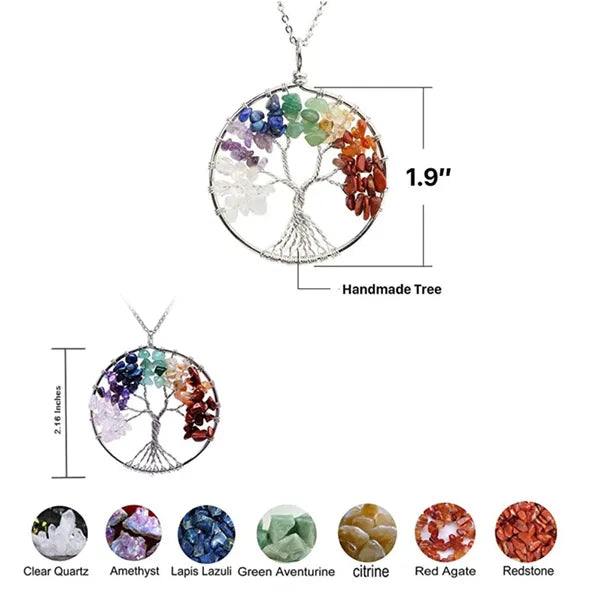 7 chakra tree pendent