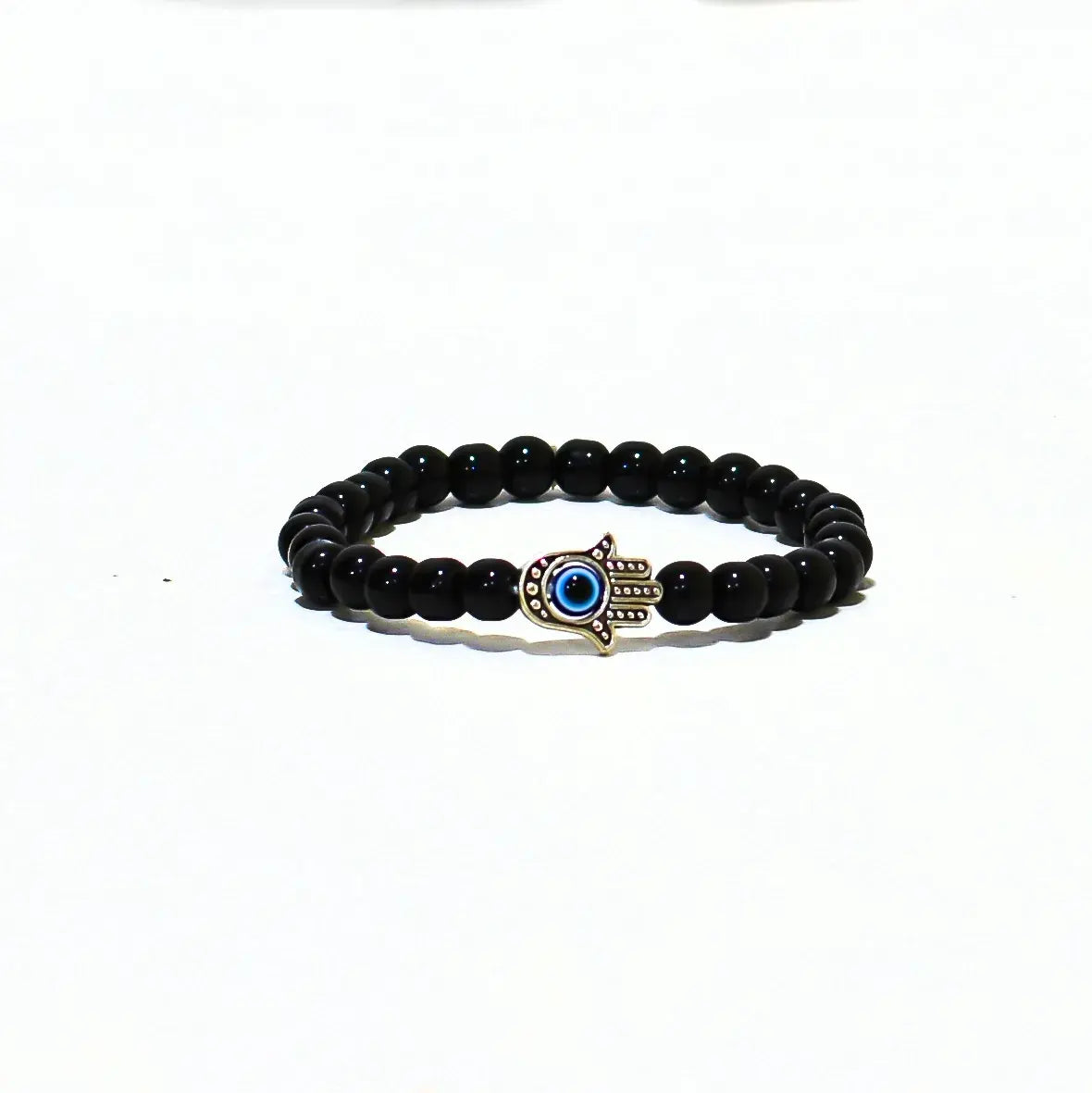 Black Tourmaline, Evil Eye, and Humsa Bracelet