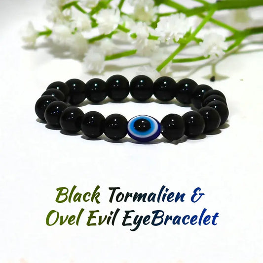 Black Tormalien &  Evil Eye Bracelet