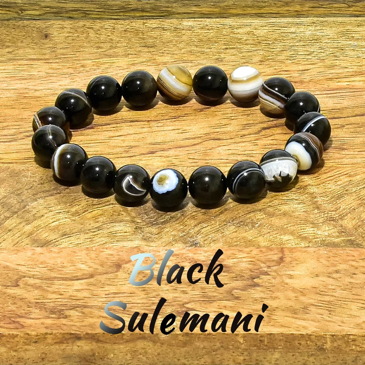 Black Sulemani Natural Crystal Stone Bracelet