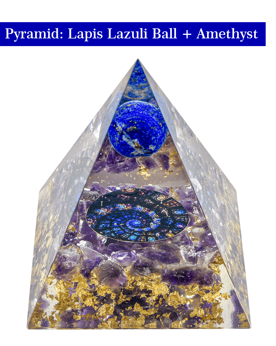 Natural, Pre-Energized Lapiz lazuli Ball & Amethyst Pyramid with Gift Box  Decorative Showpiece (Crystal, Stone, Dark Blue)