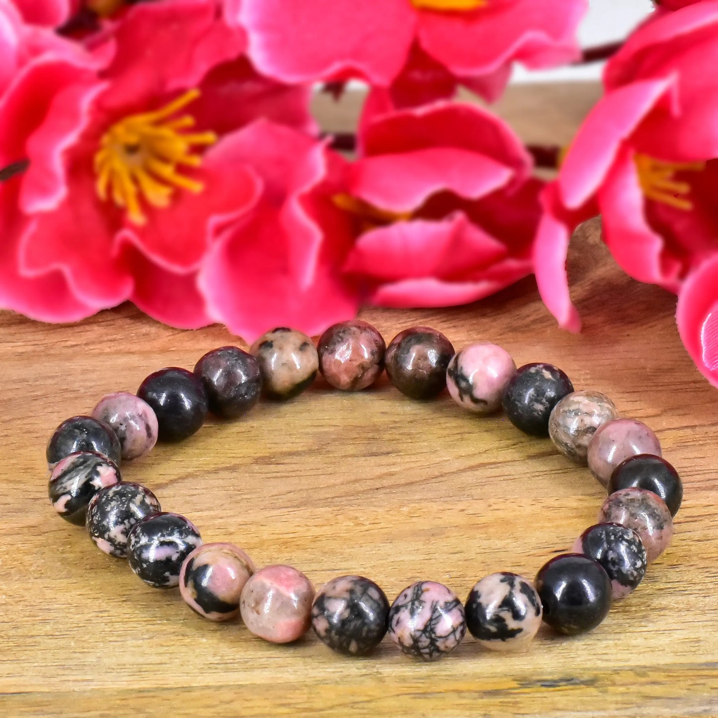 Rhodonite crystal stone bracelet for Self-Love