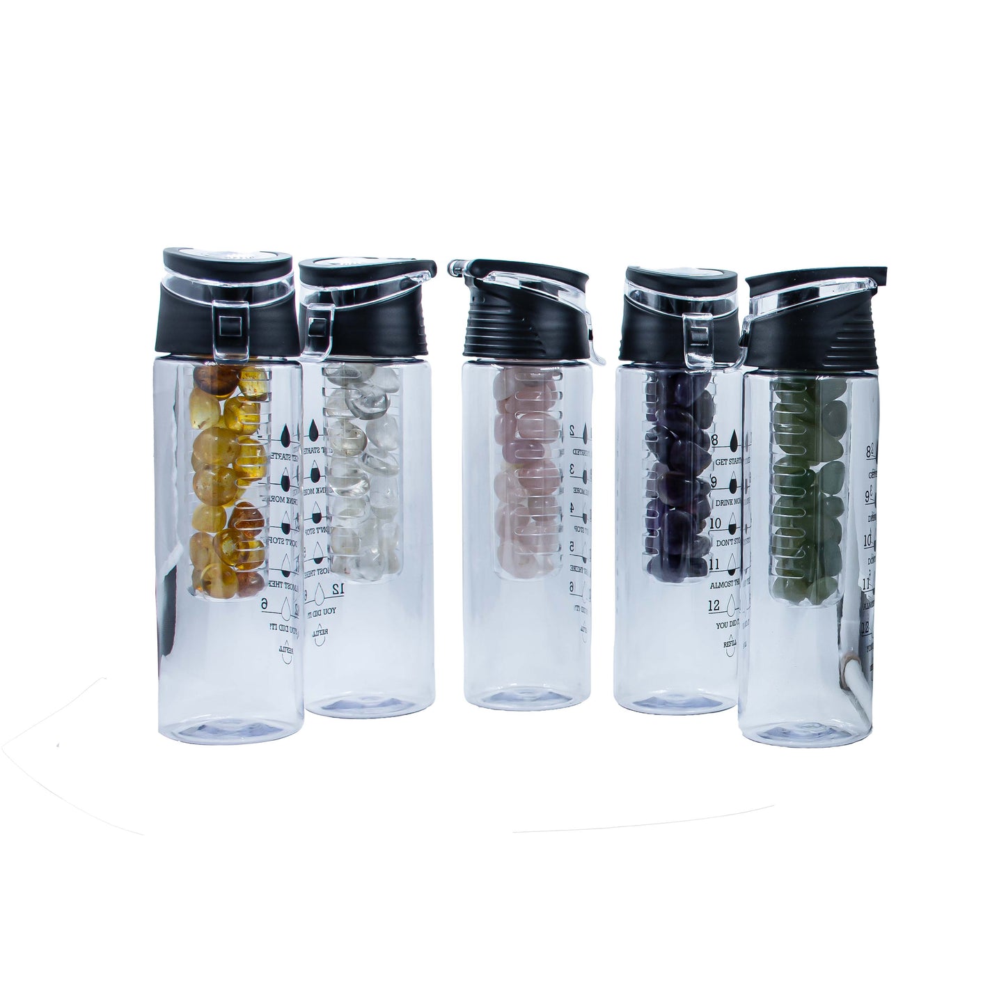 Plastic Water Bottle | Capacity : 800 ml | Color : Black | Pack of 1 | Crystal : Rose Quartz |