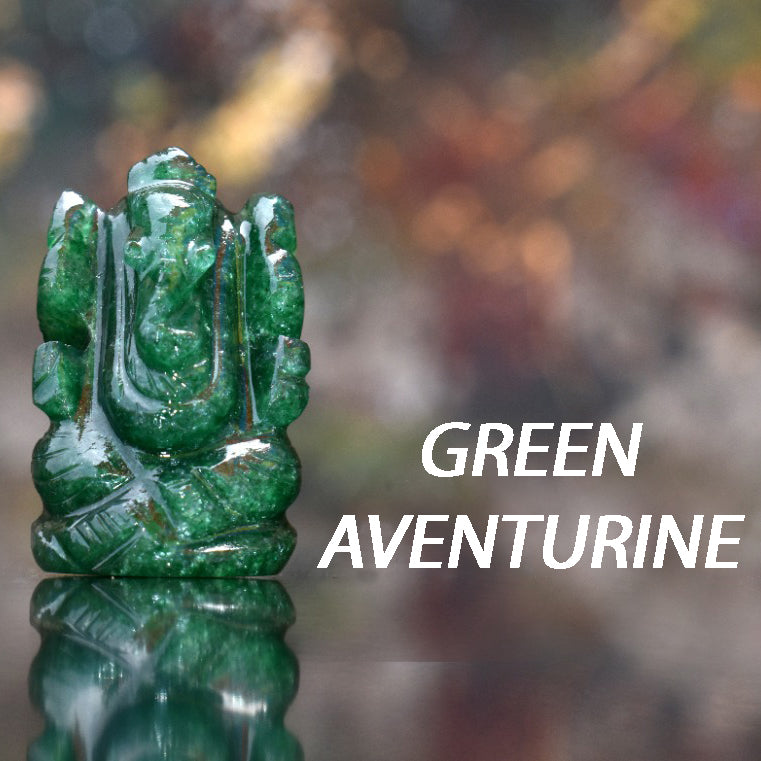 Handmade Showpieces Figurine Green Aventurine Stone Religious Idol Ganesha