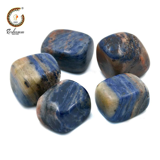 Sodalite Tumble Crystals Stones for Reiki Healing and Vastu (5 Piece) Polished Round Crystal Tumble